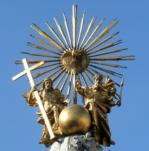 Trinity on top of the Holy Trinity column in Linz, Austria photo