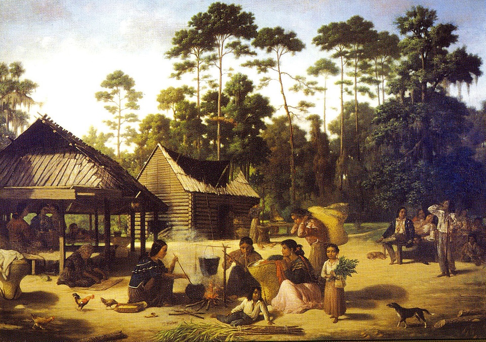 Choctaw Village near the Chefuncte in Mississippi