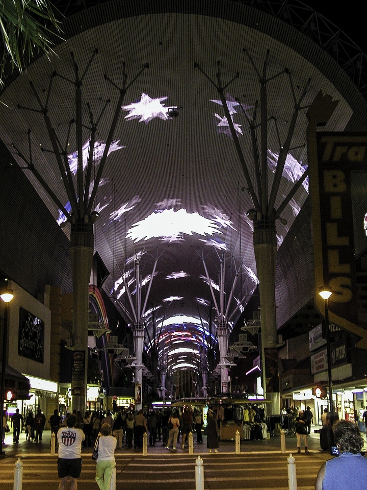 Looking at Fremont Street in Las Vegas, Nevada