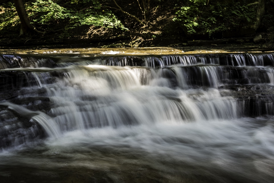 Fuller view of small waterfalls on the Cayuhoga River, Ohio