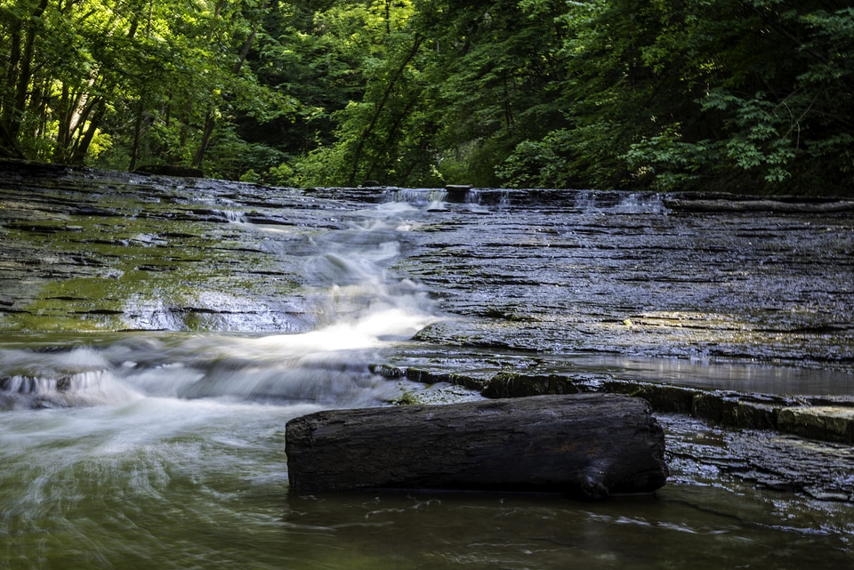 Water flowing down on the water at Cayuhoga Valley National Park, Ohio