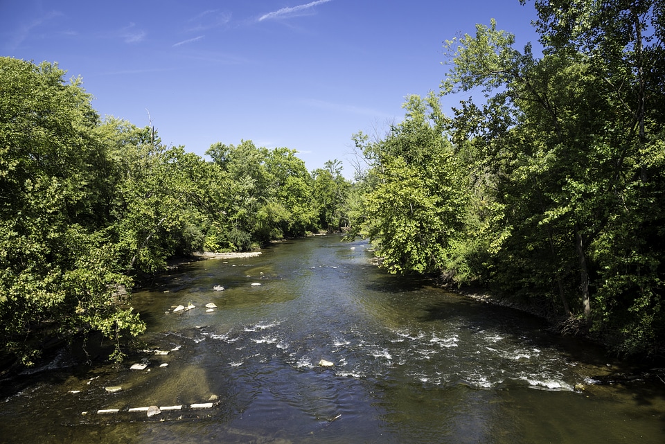 Looking downstream on the Cayuhoga River, Ohio