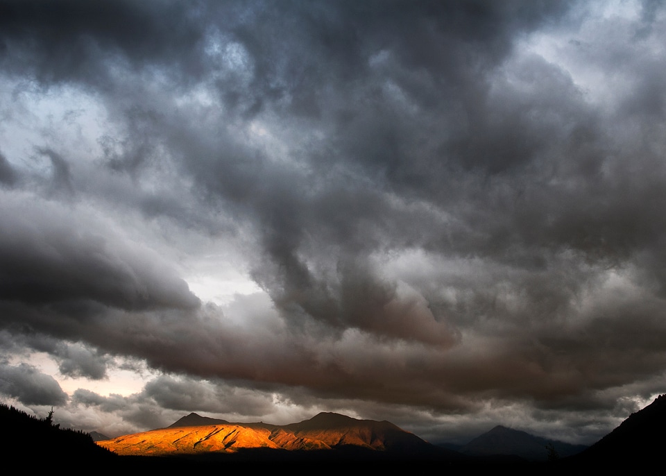 Denali Wilderness under clouds in Denali National Park, Alaska