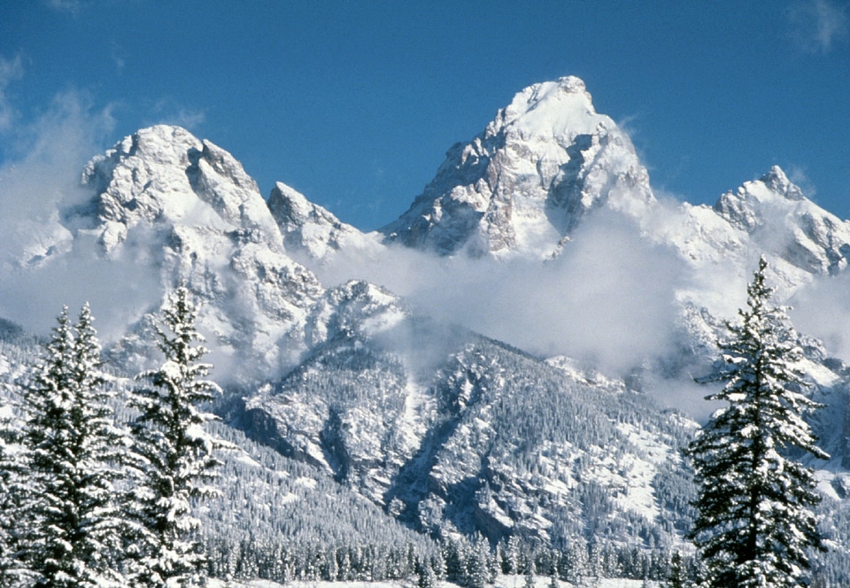 Landscape of Nez Perce, Grand Teton and Mount Owen in Grand Teton National Park, Wyoming