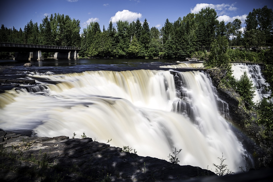 Close-up beautiful waterfall at Kakabeka Falls, Ontario, Canada