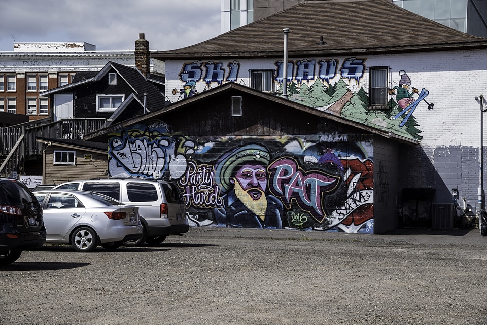 Graffiti Art on the wall in Downtown and Old town in Thunder Bay, Ontario, Canada