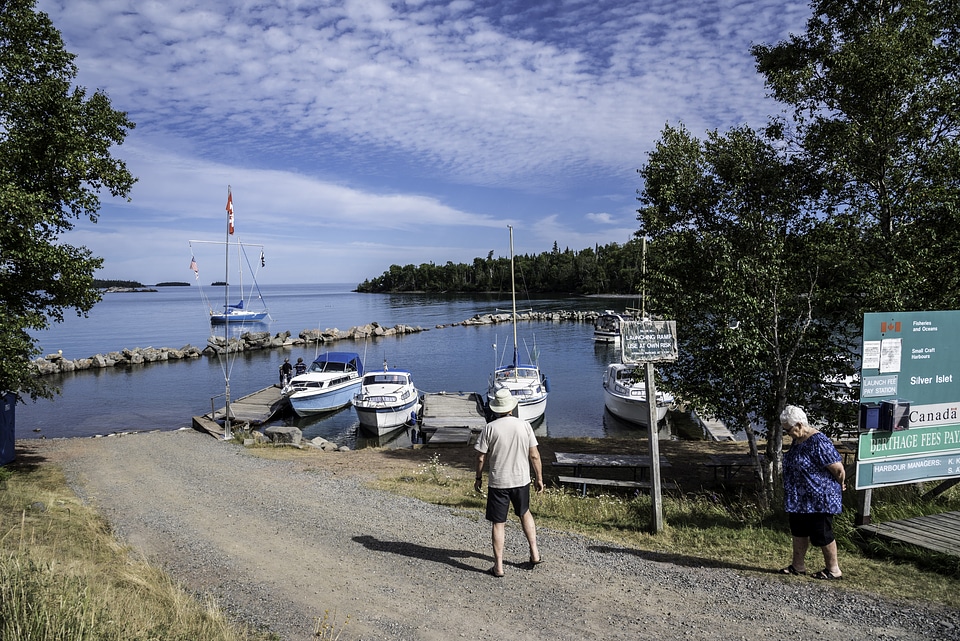 People at the Marina at Silver Isle, Sleeping Giant Provincial Park, Ontario