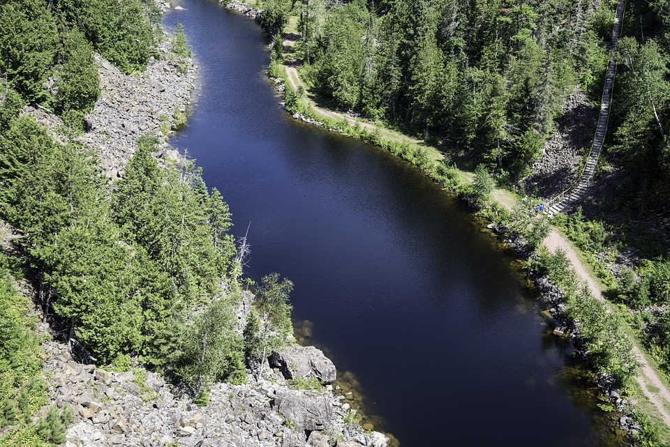 Closeup view of the canyon river at Eagle Canyon, Ontario