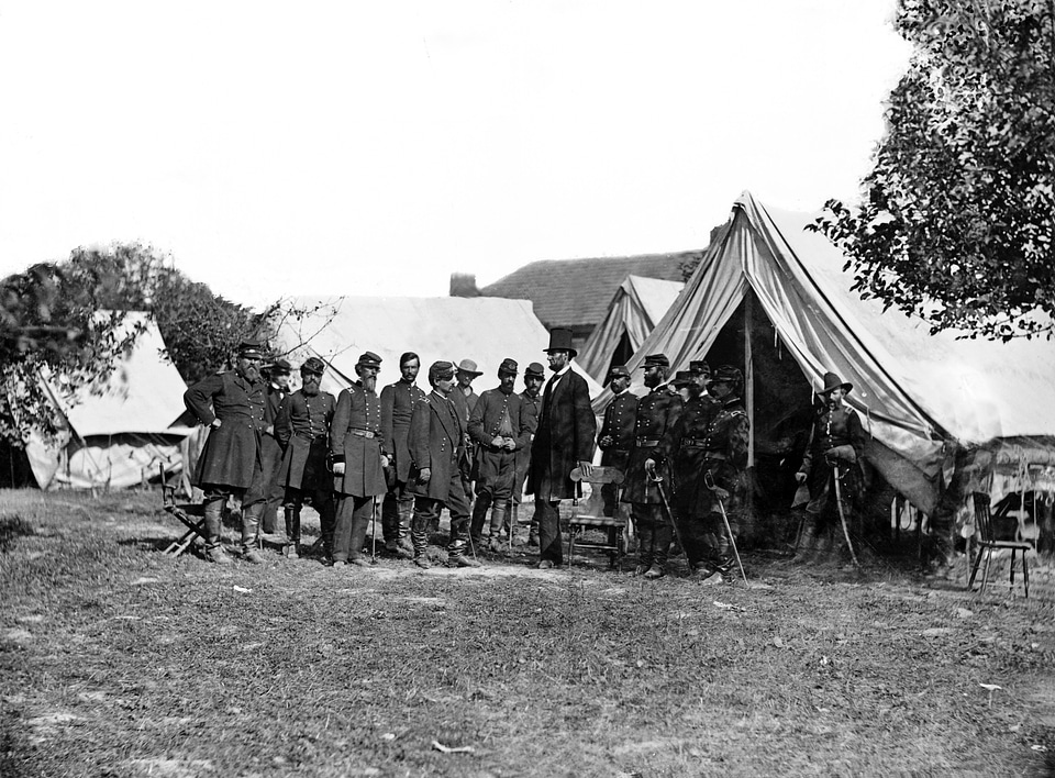 Lincoln Meeting with Generals at Antietam Battlefield, Maryland