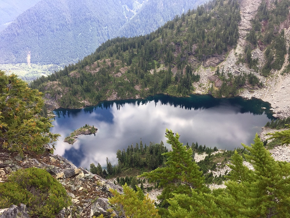 Small lake in the Mountains scenery photo