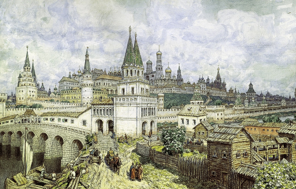 Cityscape of 17th century Moscow, Russia