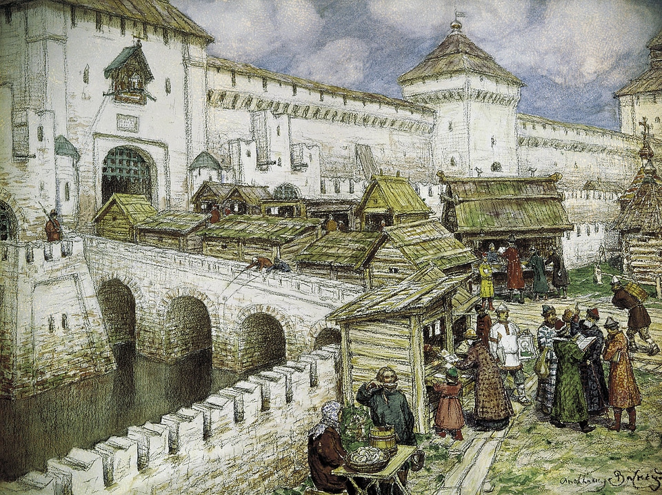 Book shops at the Spassky bridge in Moscow, Russia