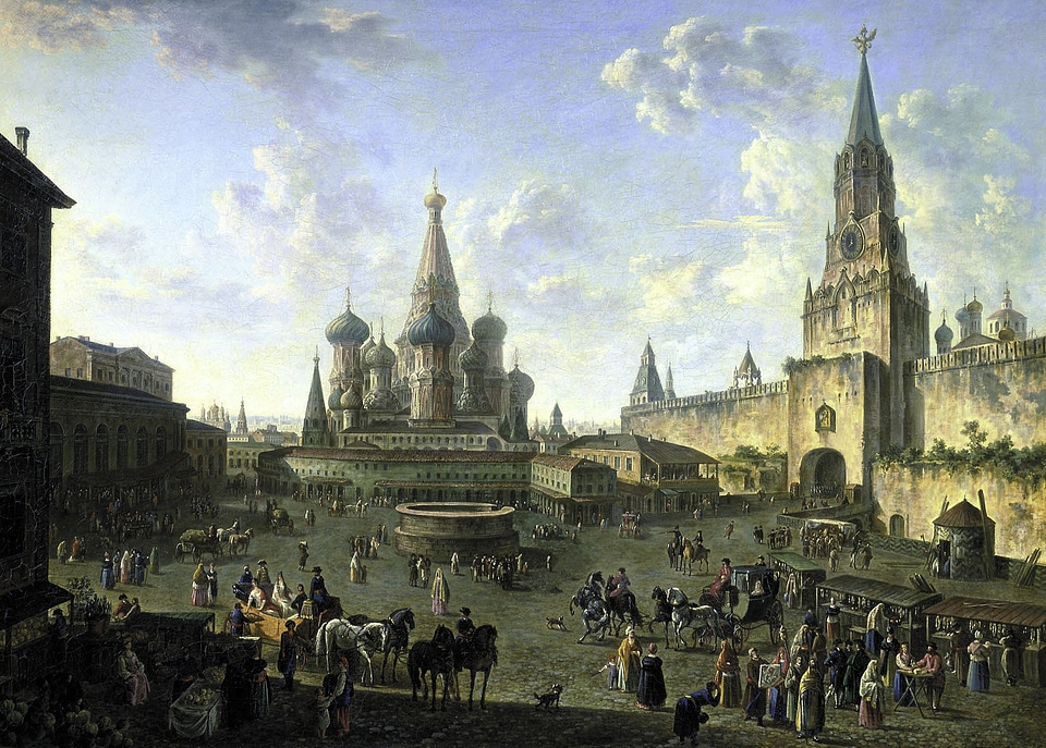 Red Square painting of Moscow, Russia in 1801