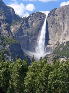 Waterfall and landscape in Yosemite National Park, California photo
