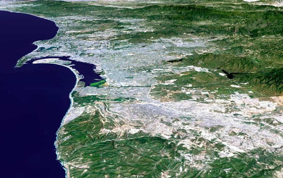 Satellite View of San Diego and Tijuana, Mexico