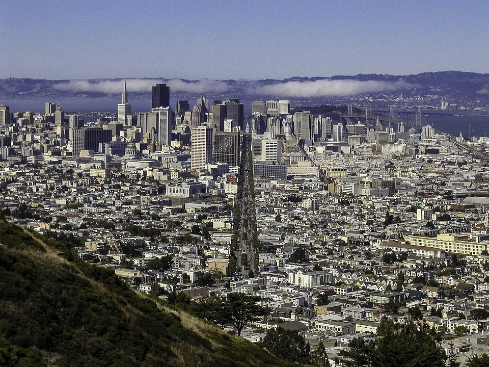 Cityscape of San Francisco from Twin Peaks in California