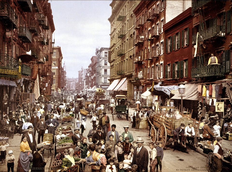 Little Italy in Manhattan, New York around 1900.