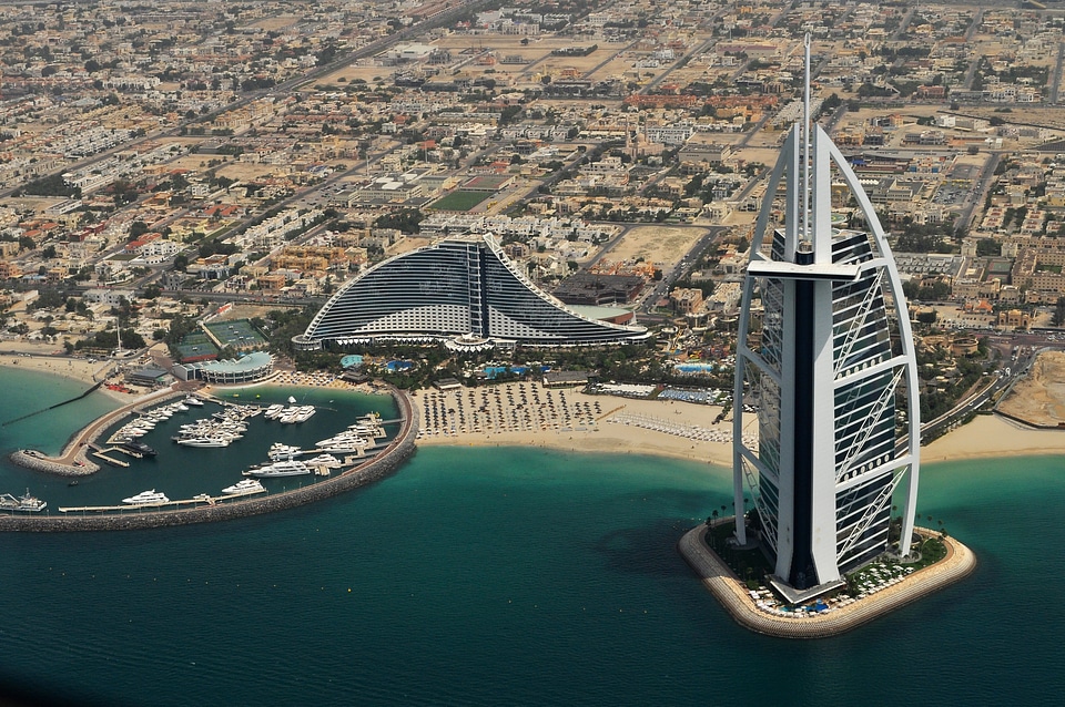 Dubai Cityscape with Burj Al Arab Jumeirah in the United Arab Emirates - UAE
