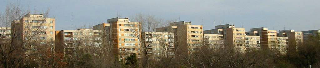 Skyline of apartment blocks in Bucharest, Romania