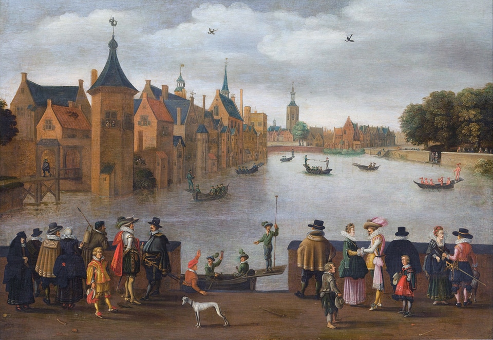 Joust on the Hofvijver painting, the Hague, Netherlands