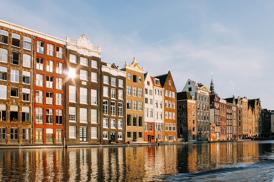 Riverfront View in Amsterdam, Netherlands