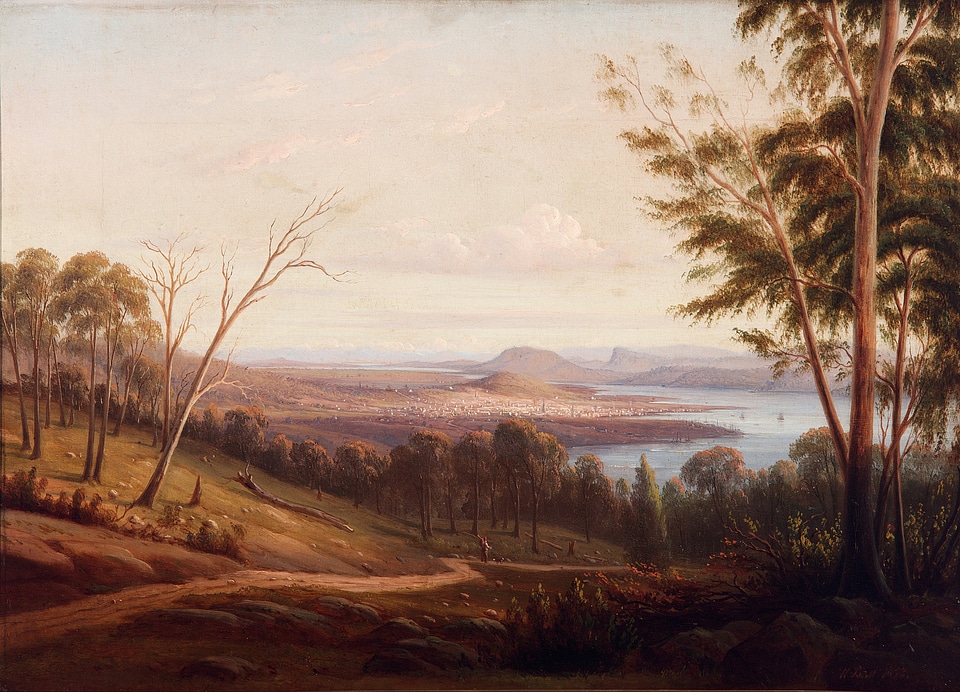 View of Hobart Town in 1853 in Tasmania, Australia