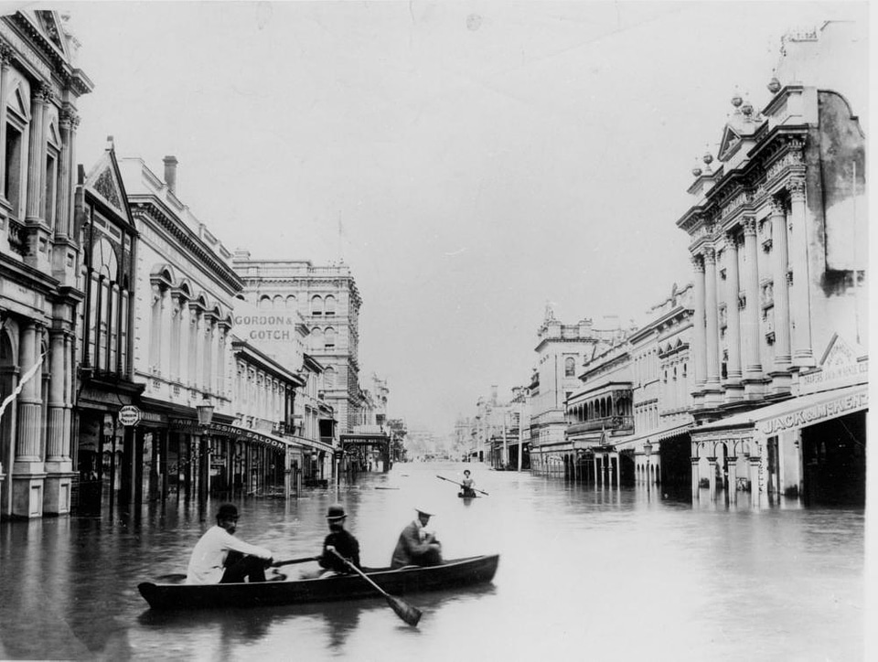 Queen Street after 1893 Brisbane Flood in Queensland, Australia
