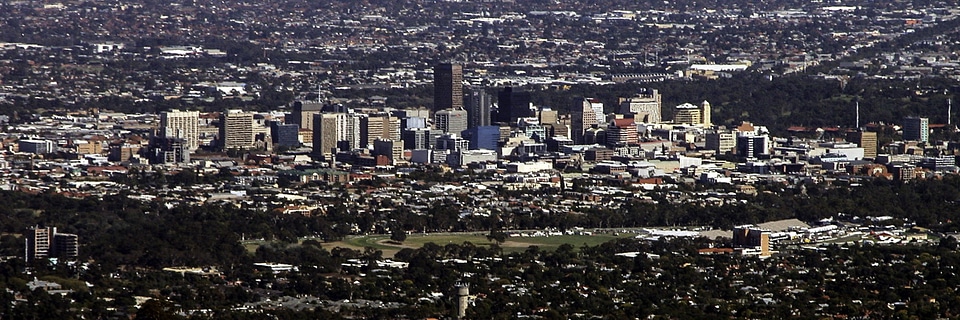 Cityscape and skyline view of Adelaide, Australia photo