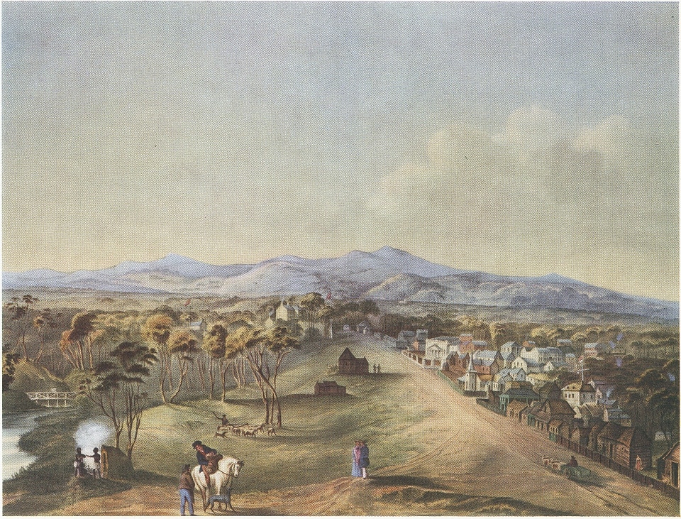 North Terrace of Adelaide in 1841 in Southern Australia