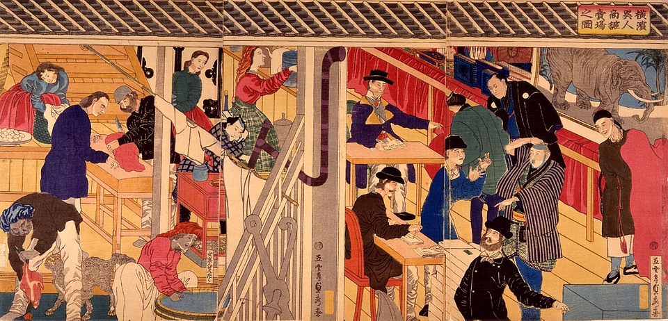 Foreign Trading House in 1861 in Yokohama, Japan