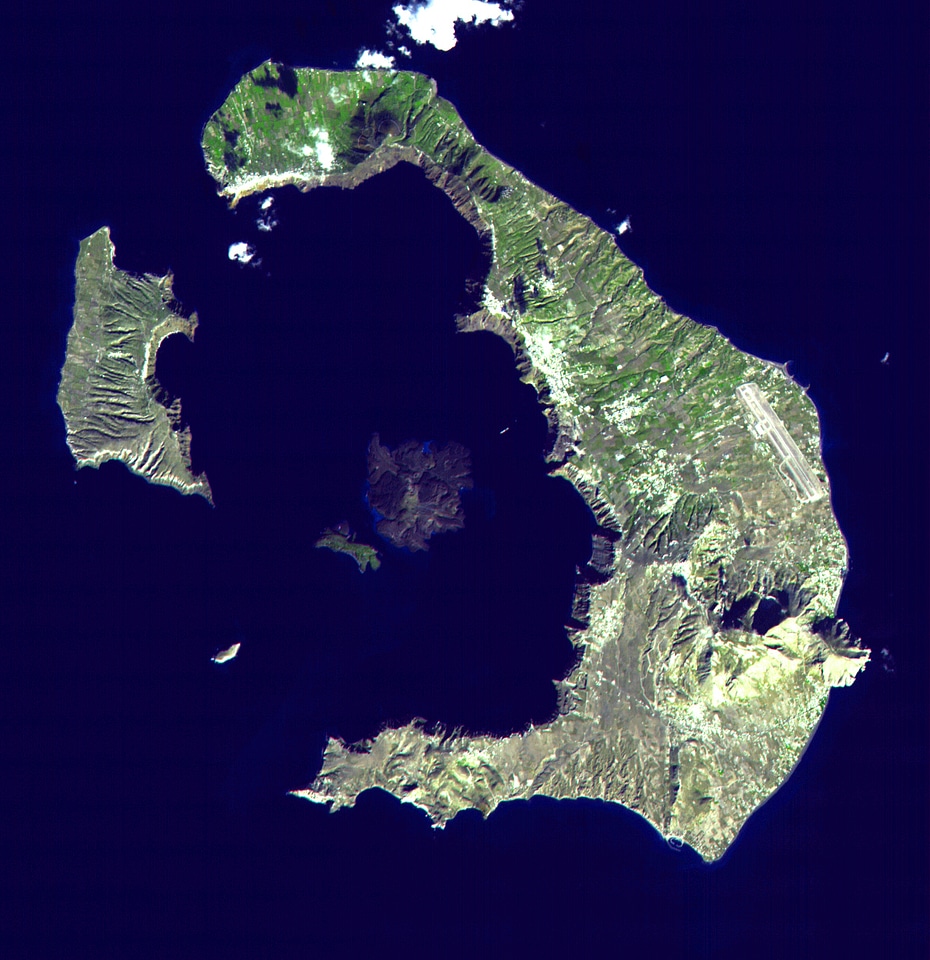 Satellite View of Santorini, Greece