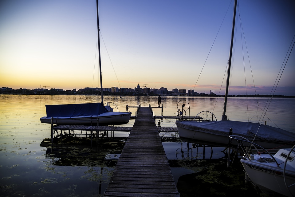 Boats at the dock in Madison, Wisconsin