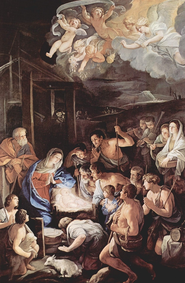 Neopolitan Baroque Painting of Birth of Christ