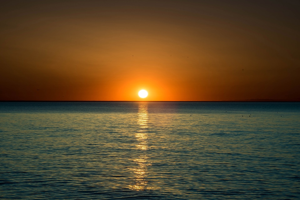 Sun above the seascape at Point Beach, Wisconsin