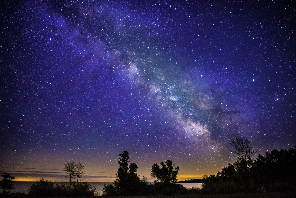 Landscape at night and the Milky Way