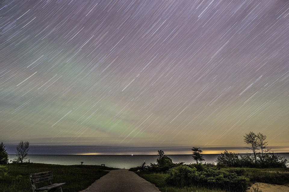 Swirling Stars Above Lake Michigan