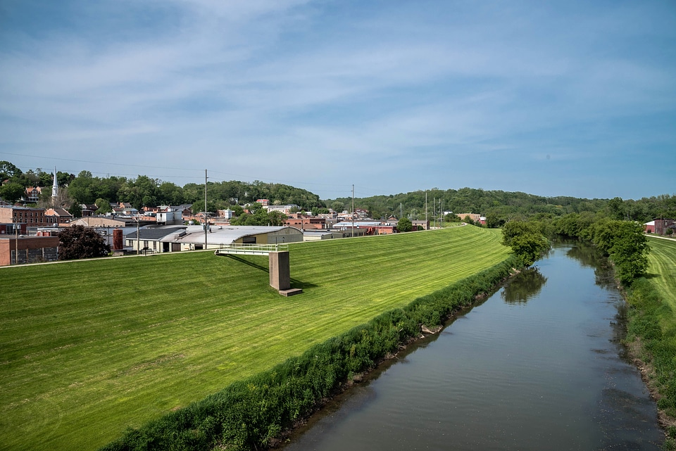 Landscape of River and Town