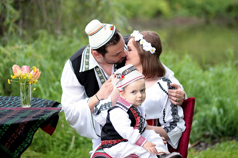 Romanian Family in Traditional Costume