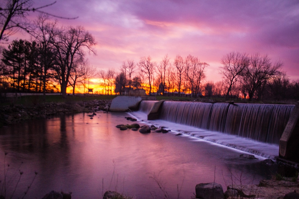 Landscapes and Purple Sunset at Beckman Mill, Wisconsin