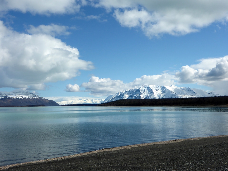 Naknek Lake Landscape under sky and clouds