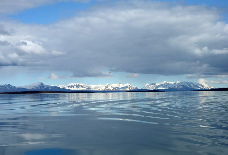 Aleutian Mountain Range and water in Katmai National Park