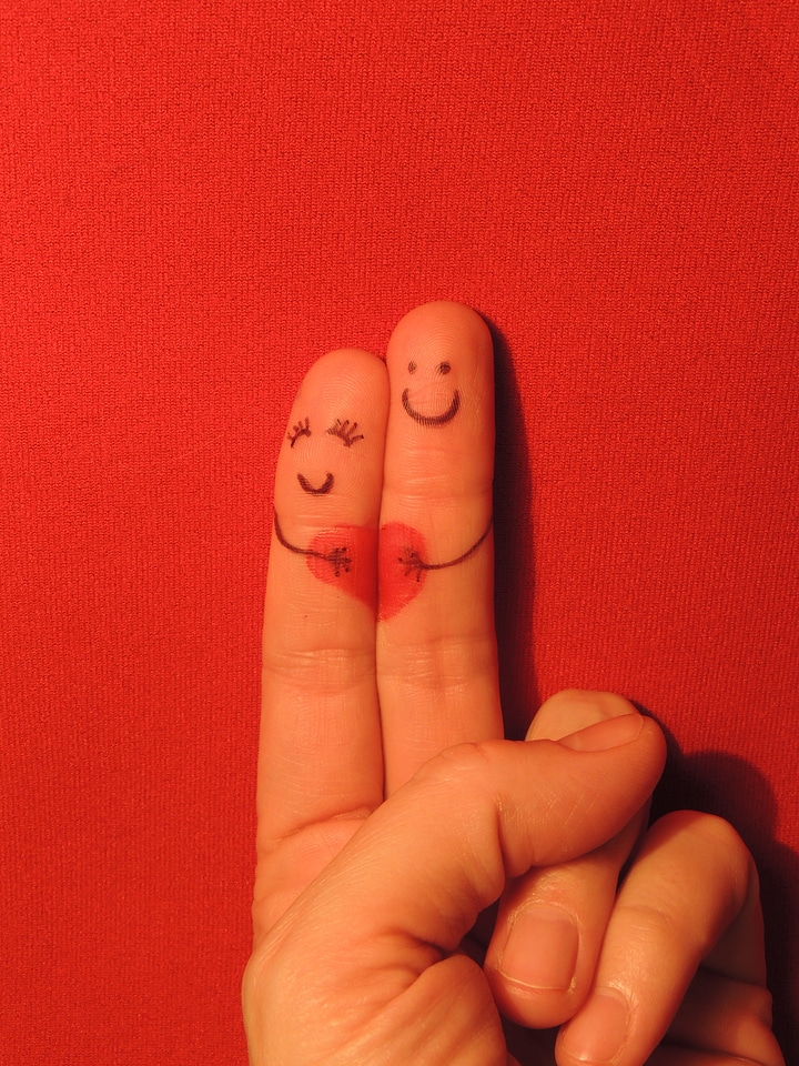 Holding hands smiling two