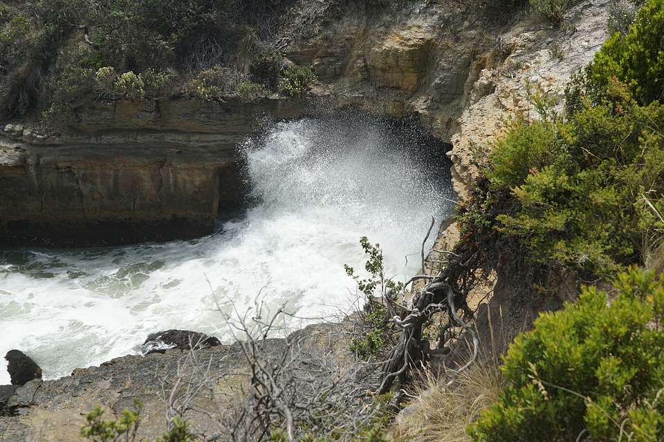 Waves coming into the cove in Tasmania