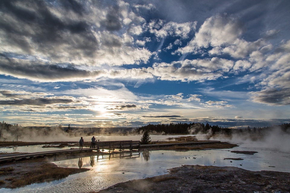 Clouds and sky over the scenic landscape at Yellowstone National Park, Wyoming photo