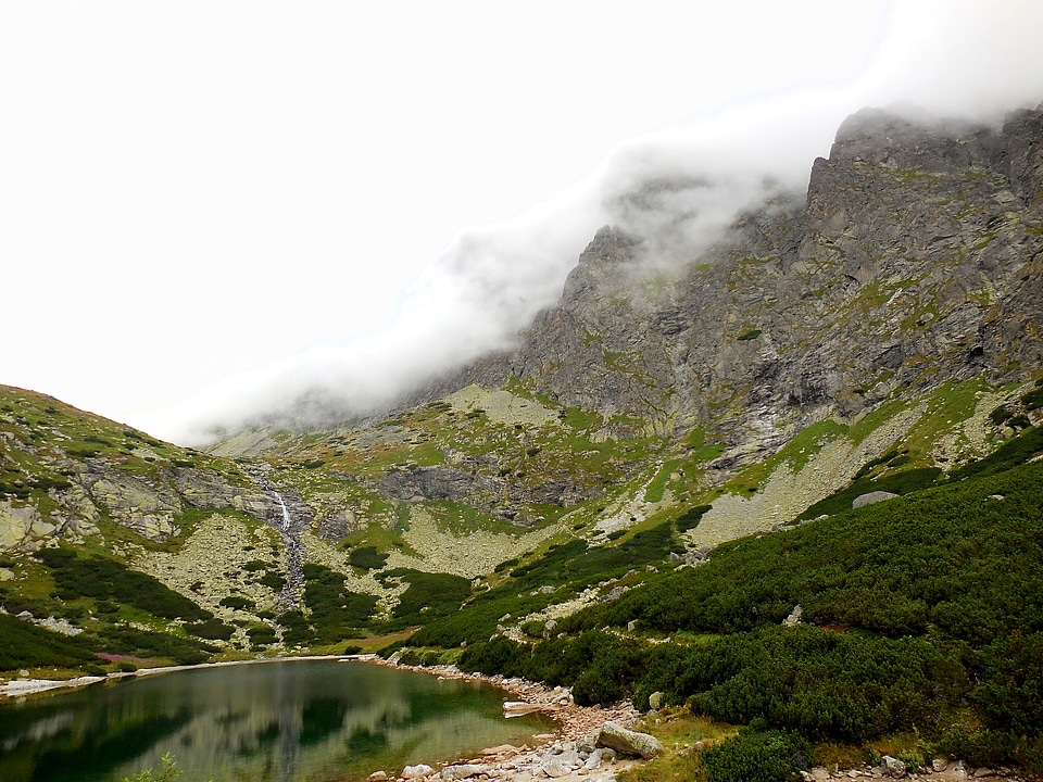 Mountain and foggy landscape at Velický vodopád