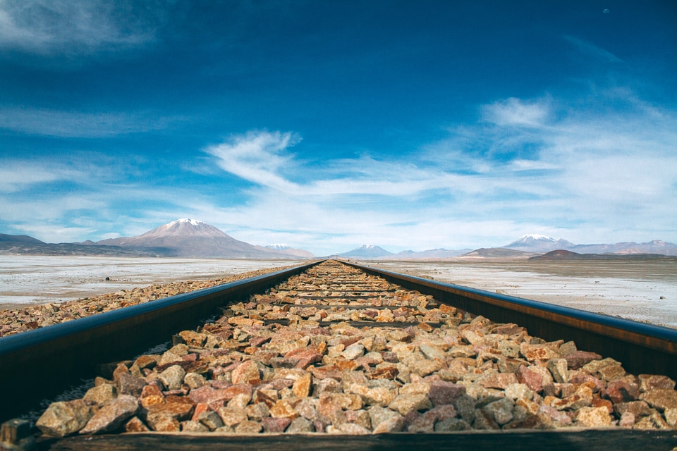 Railtracks into the horizon in Bolivia