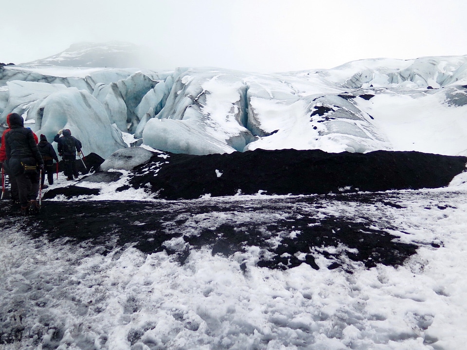 People hiking on the Glacier in Iceland