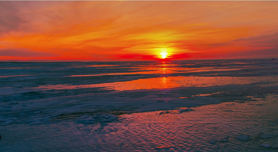Sunset over Lake Baikal, Russia photo