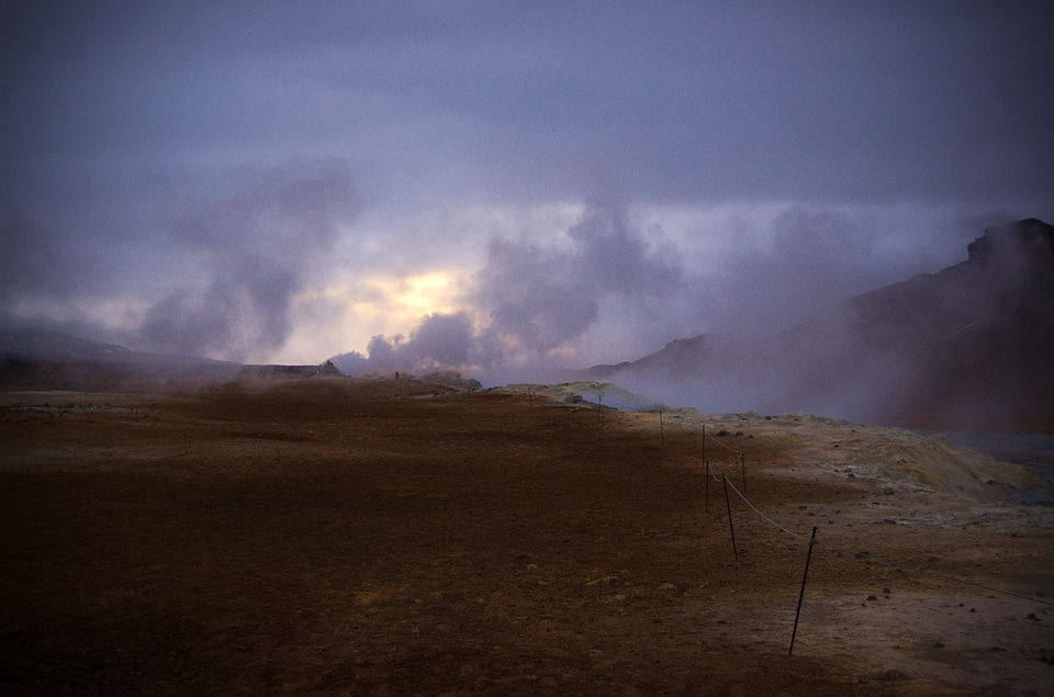 Steam rising up from the ground in Iceland