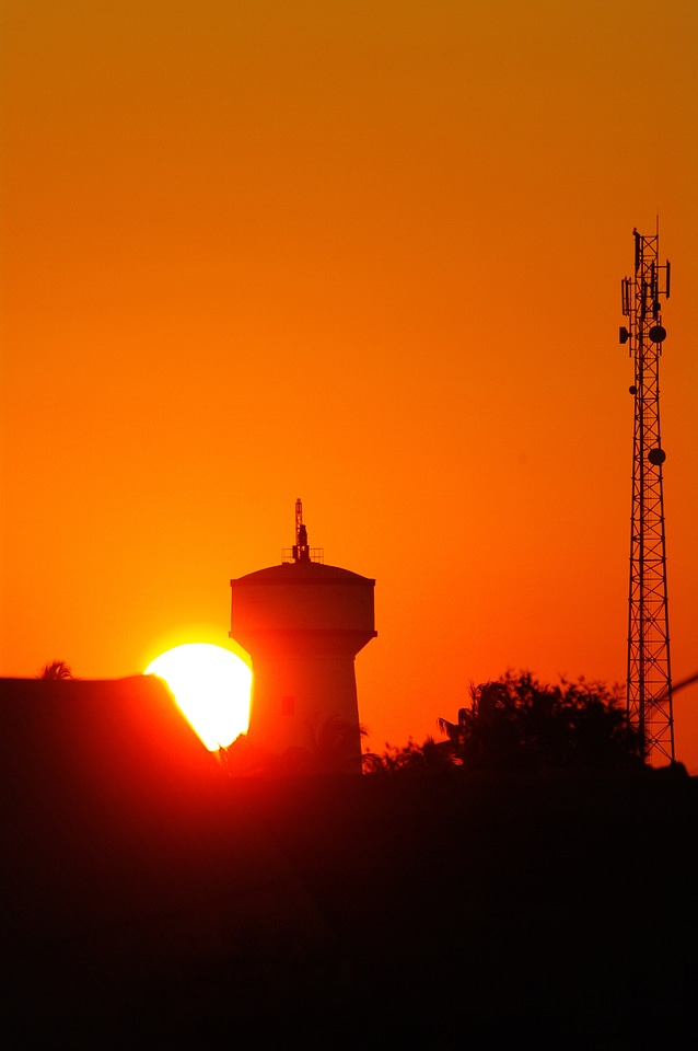 Silhouette orange sun